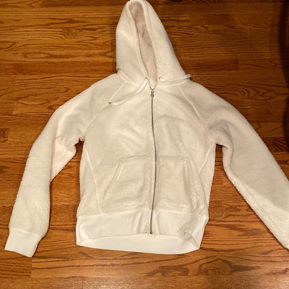Fuzzy White Zip Up Jacket | Poshmark